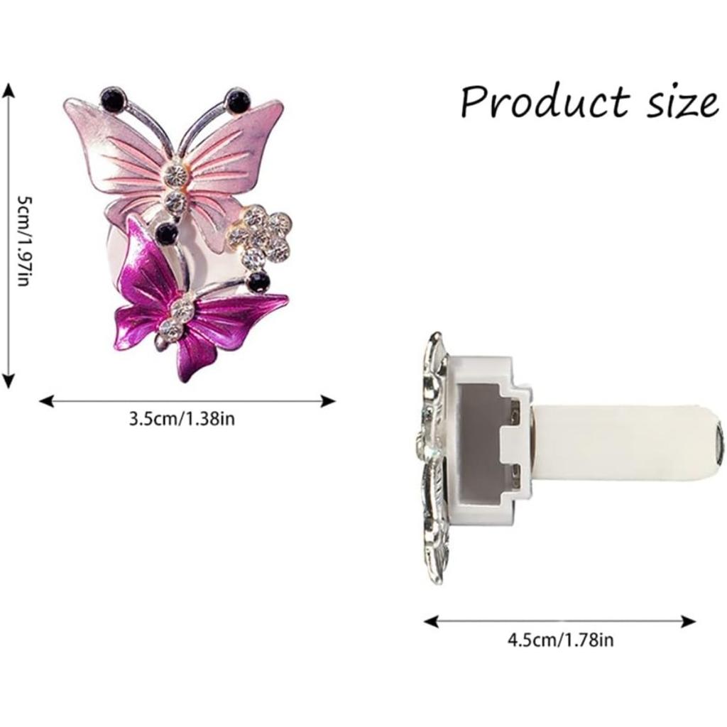 Butterfly Car Accessories, Cute Air Freshener, Air Vent Clip Conditioning Outlet Clip Car Air Freshener, Bling Car Accessories for Women