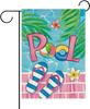 Summer Pool Decorative Garden Flag, Flip Flops Ball Palm Leaves Small Yard Outside Decorations, Hawaii Tropical Burlap Outdo