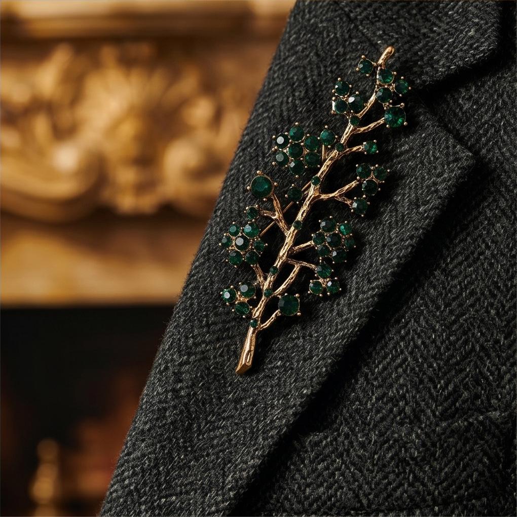 Emerald Branch Brooch - Women's Luxury High-End Fashion Accessory with Exquisite and Stylish Design