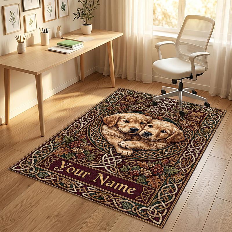 Decorative Artwork Theme Crystal Velvet Rug Personalized Custom Name Text Soft Floor Mat Home Decor