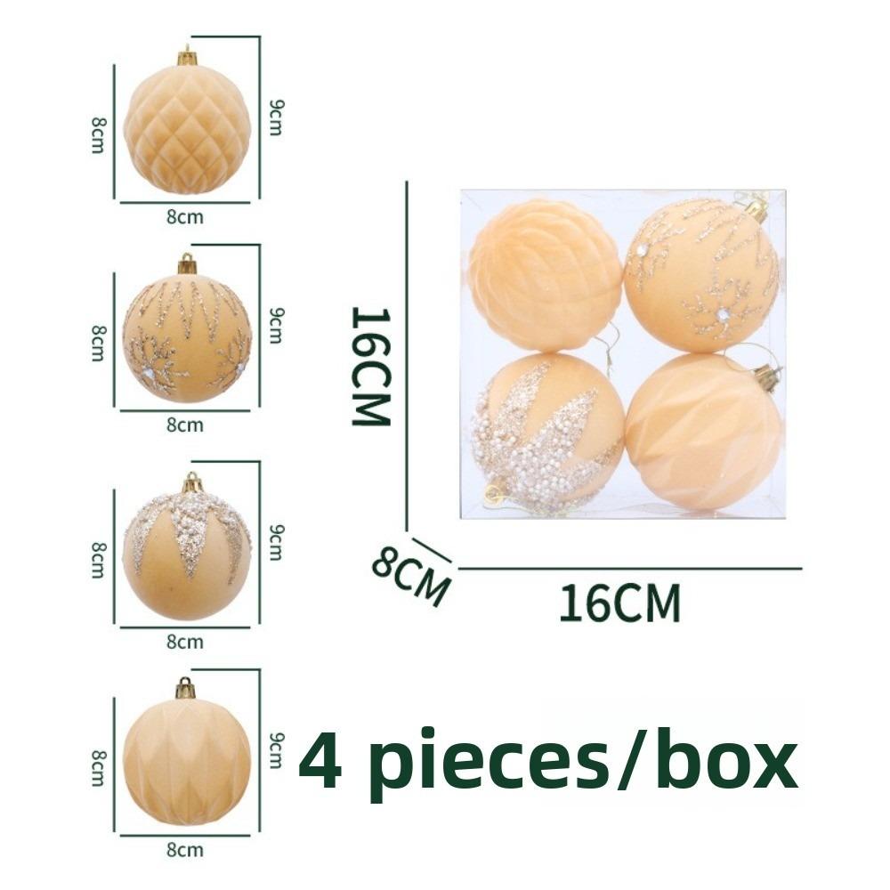 

4pcs New Flocked Christmas Ball Pendant 6cm DIY Xmas Tree Charm Xmas Tree Ornament Merry Christmas