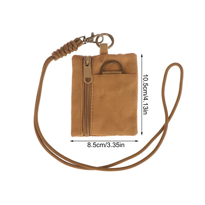 Mini Casual Hanging Neck Mini Coin Purse Card Holder Zipper Pouch Men And Women Key Small Bag Headphone Case With Lanyard