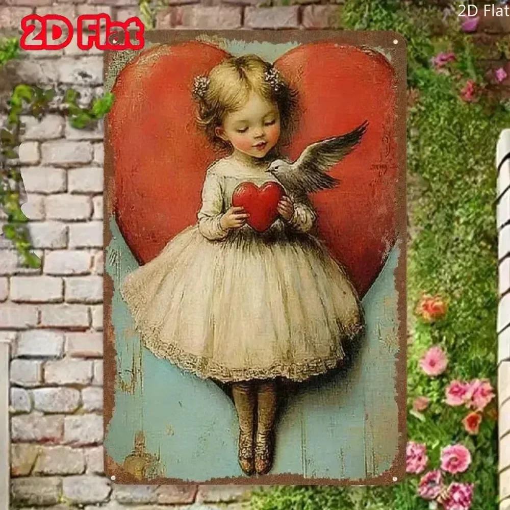2d Bar tin paintingCUPIDART Angel Valentines Day Decorative Sign  PreDrilled Wall Hanging Metal Tin Art