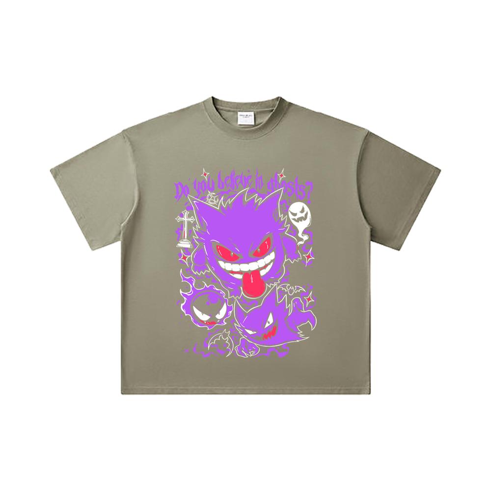260 GSM Double Yarn 32 Count 100% Cotton Pokemon V3 Ghosts Print Unisex Heavy Cotton T Shirt