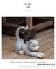 Solar Cat Garden Statue Light: Outdoor Resin Ornament for Lawn Decoration.