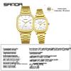 Retro Light Luxury Gold Square Watch with Large Dial and Calendar - High-Value Steel Band for Couples
