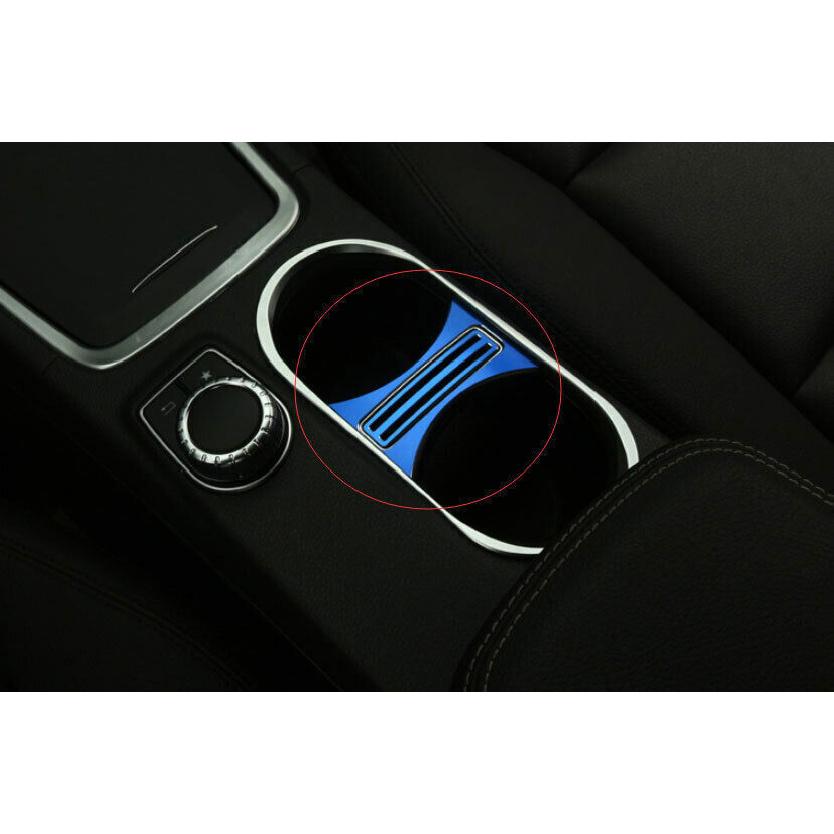 Gear Water Cup Holder Panel Cover Trim For Benz GLA CLA 2013- Blue Aluminum
