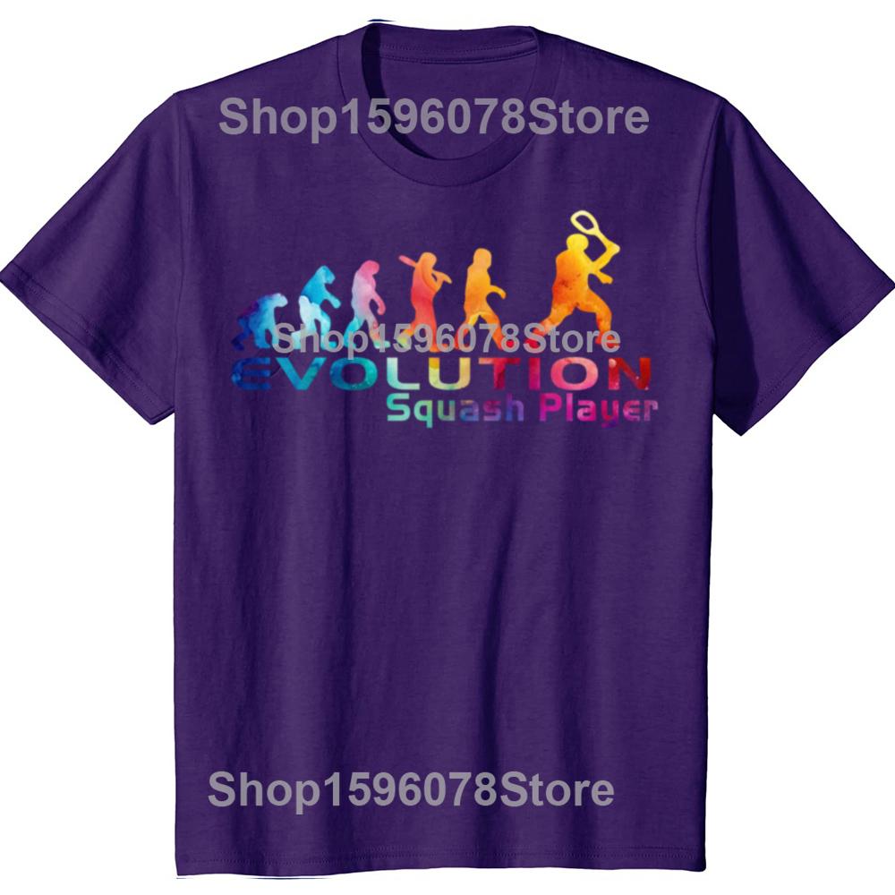 Funny Evolution Of Squash Player T Shirts Men Women Pure Cotton Humor Streetwear Tee Shirt Short Sleeve Unisex Loose Clothing