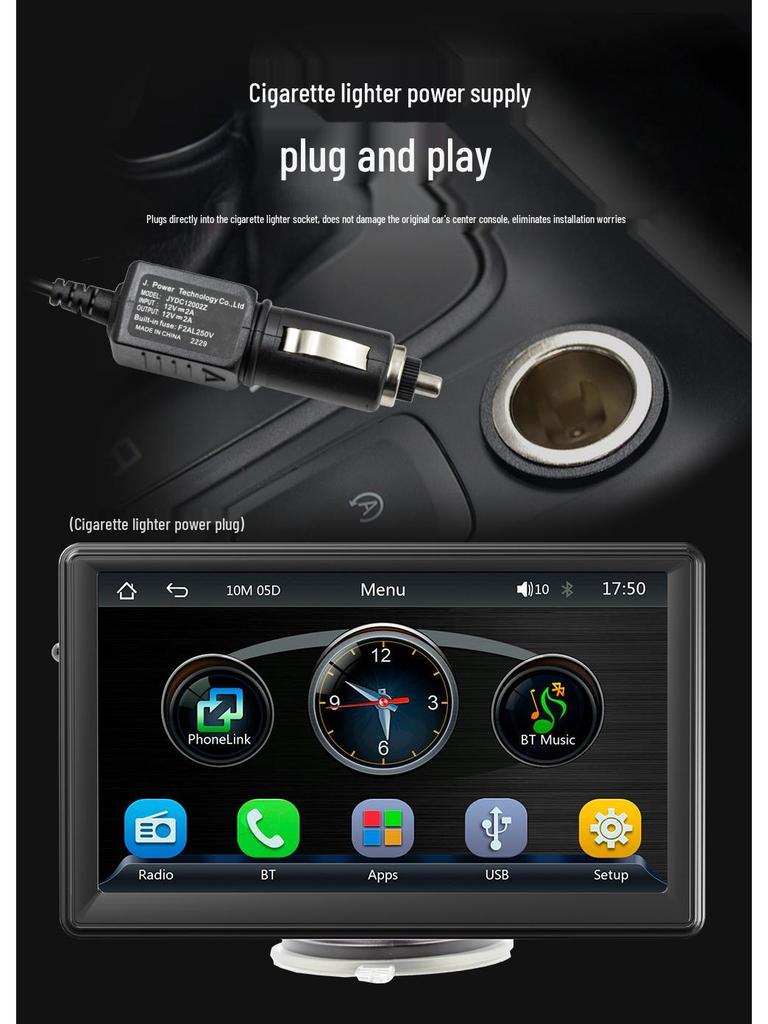 7" Portable Car Bluetooth MP5 Player with Android Auto, Rear View, Apple CarPlay, and Reversing Screen