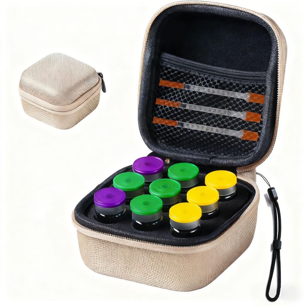 Practical 10ML Insulin Vial Storage Case Waterproof Dust-proof Essential Oil Case 9 Slots EVA Insulin Organizer Diabetes Care