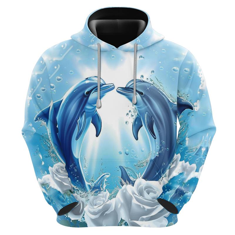 Pánské a dámské 3D mikiny s kapucí College DolDave, grafická mikina s mořským zvířetem, dospělý svetr, hipsterská streetwearová móda 2025