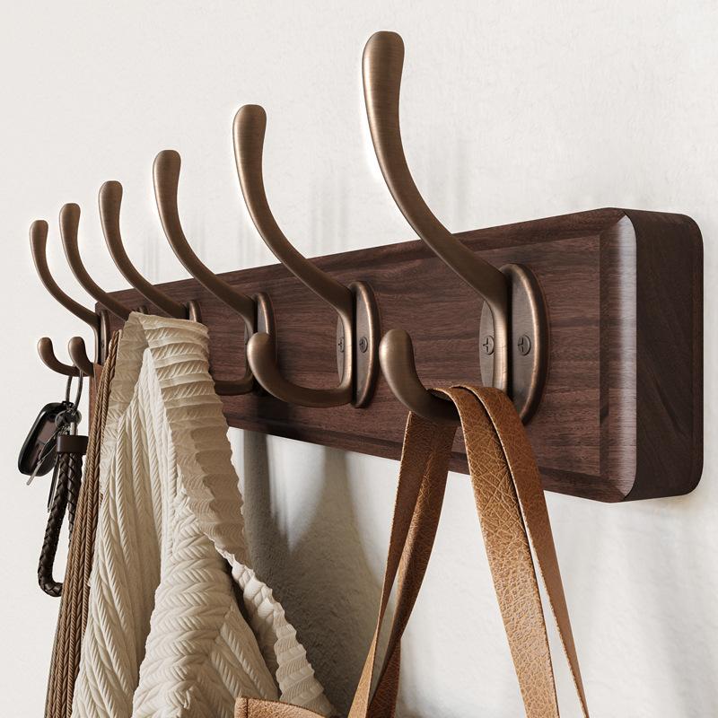 Rustic Wall Mounted Coat Rack, Pine Solid Wood Metal Hook Hanger for Hanging Clothes Robes Towels Coats,Wooden Heavy Duty Coat Rack for Wall