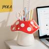 Harz Stiftehalter Niedlicher Pilz Halter, Schreibtisch Organizer mit Rutschfester Dicke Stabile Basis, Stiftehalter Weiche Farbe für Schreibtisch Modern Minimalistisch Make-up