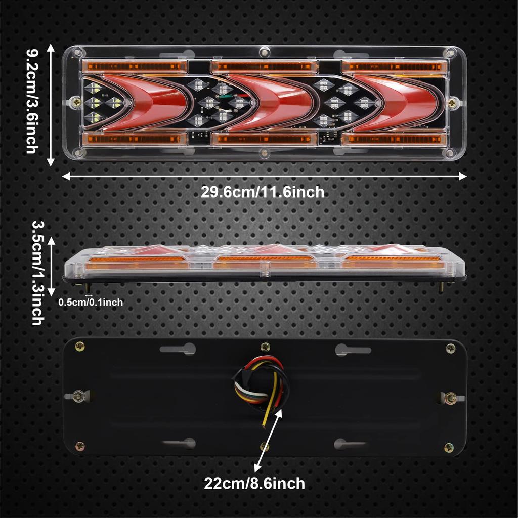 Ygmylandbb LED Truck Tail Sequential Flowing Turn Tail Brake Small Turn Rear Combination Lights for and Vehicle Inspection ABS Clear Set of 2 Lights,