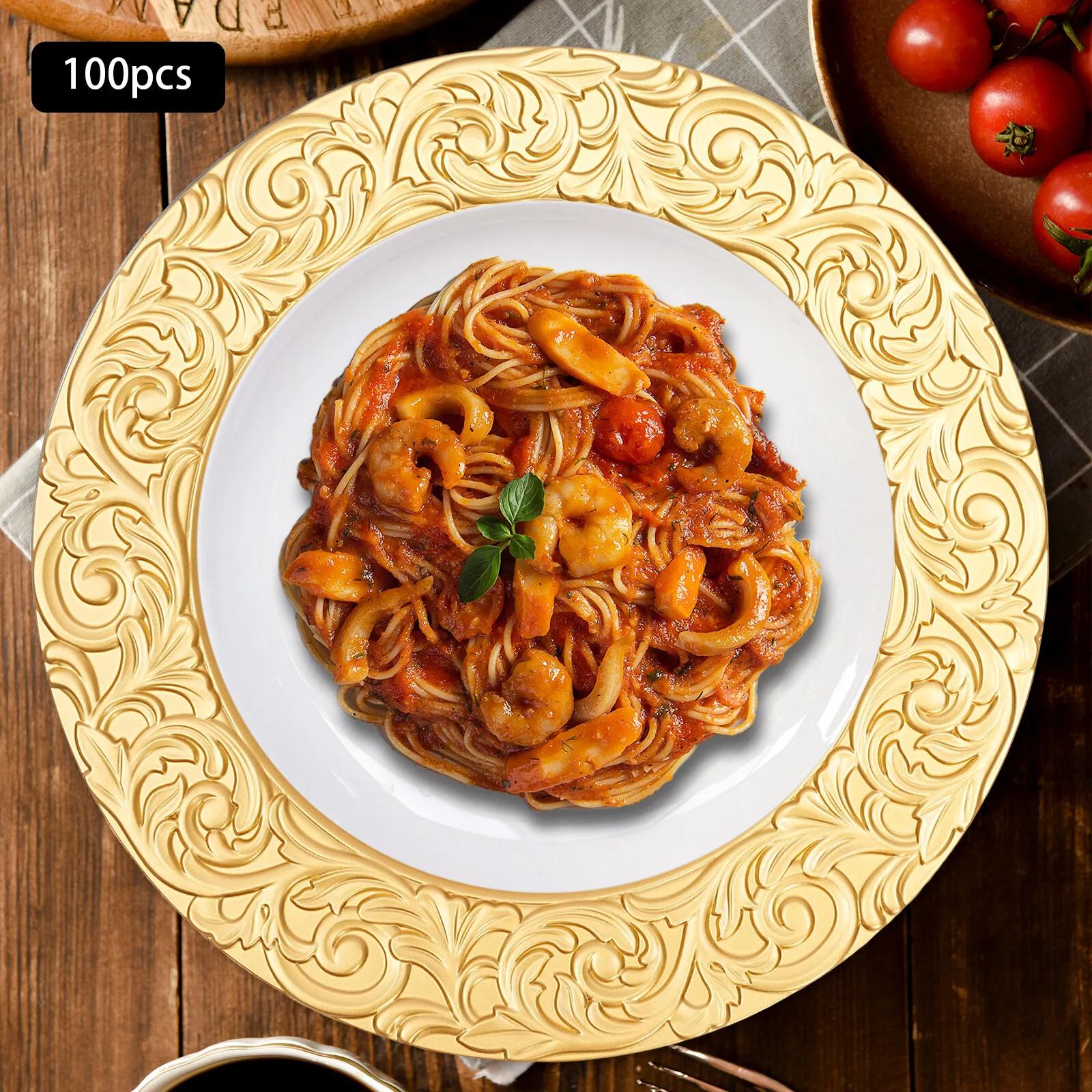 

Премиальный набор из 100 золотых круглых подстановочных тарелок для вечеринок в западном стиле и дим-сам United States