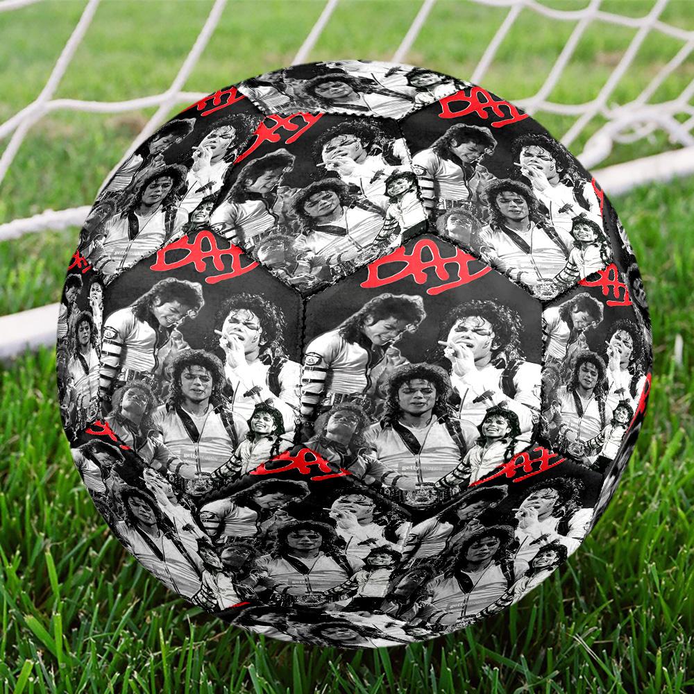 Michael Jackson Print Size 5 Soccer Ball, Standard Match Football for Sports Game and Team Practice, Ideal Gift for Soccer Fans
