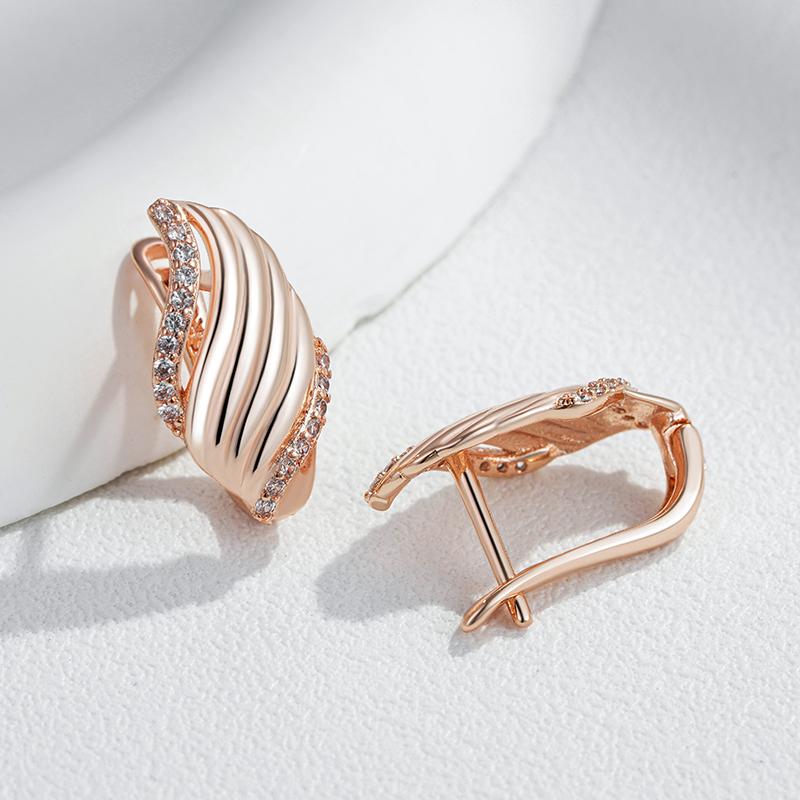 Luxus Roségold Farbe Tropfenohrringe für Damen Einzigartiger Natürlicher Zirkon Schmuck Hohe Qualität Täglicher Feinschmuck Geschenk