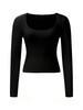 2024 Women's Y2K Slimming Solid Color U-Neck Long-Sleeve Top