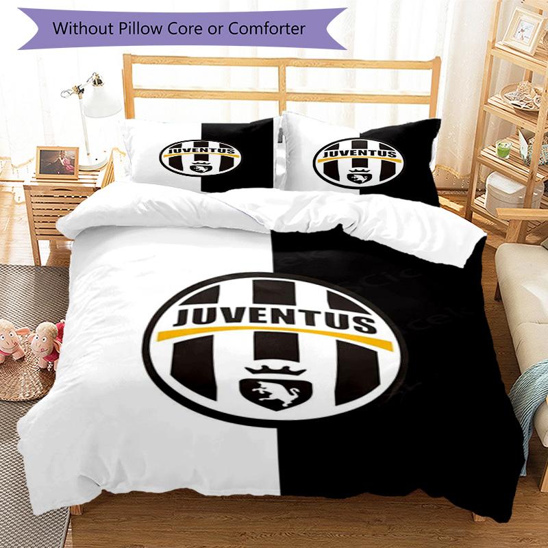 Juventus Football Club Printed Pattern Duvet Cover Set – includes 1 duvet cover and 2 matching pillowcases Bedroom decor Christmas gifts