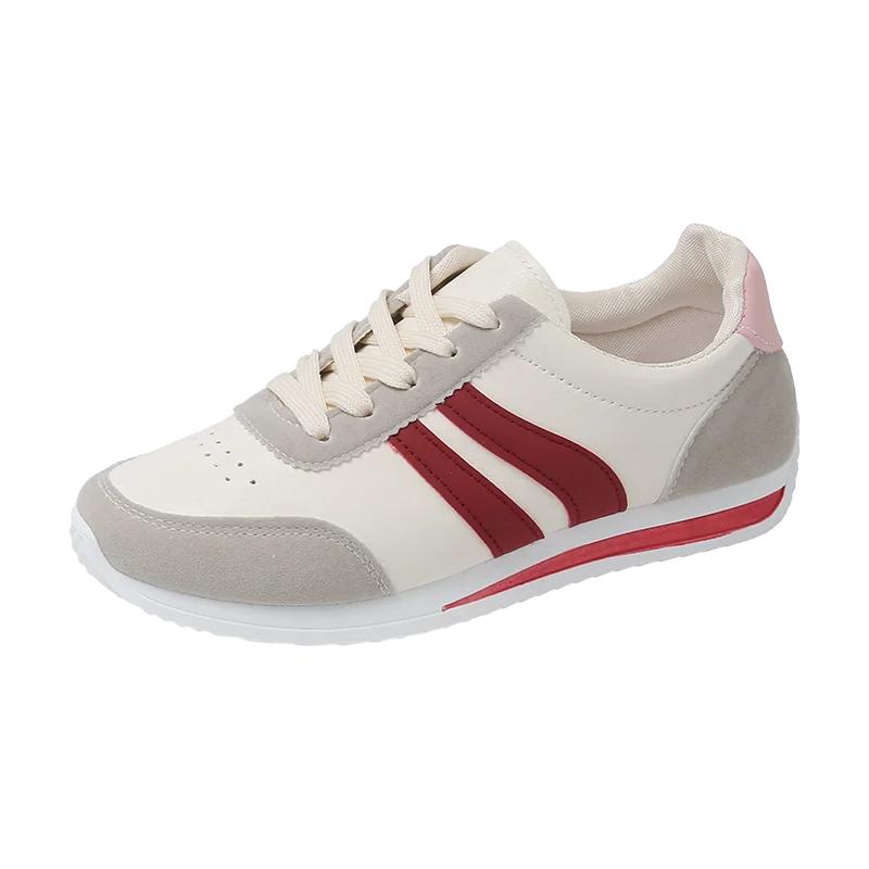 New Women Casual Walking Shoes Flat Lace Up Leather Fashion Flat-Bottomed Female Sneakers Vulcanized Shoes Plus Size 42