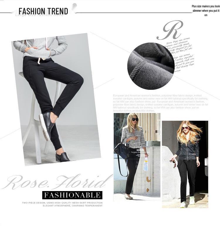 Women's Fleece-Lined Loose Fit Harem Sweatpants - Plus Size Casual Autumn Sports Pants