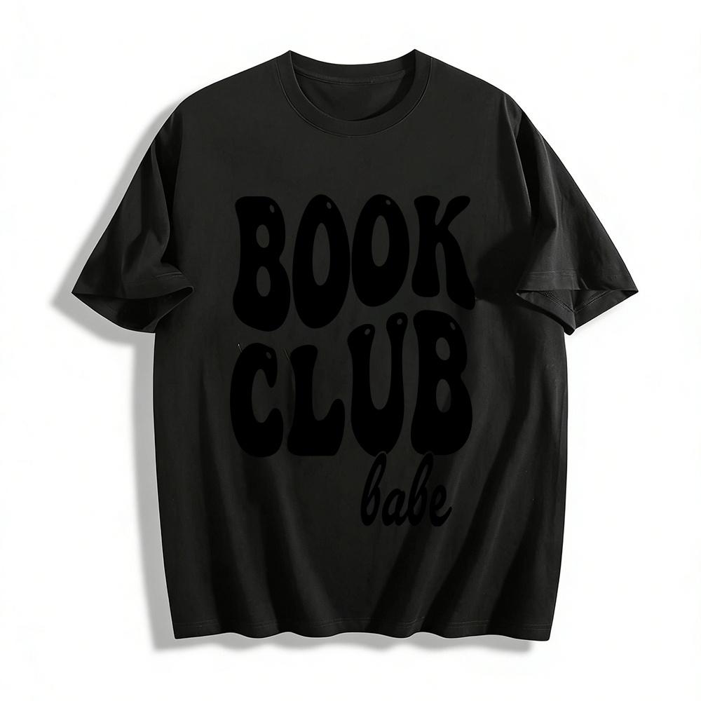 

Retro Style Book Club Babe Letter Print Casual Top Pure cotton T-shirt XXS