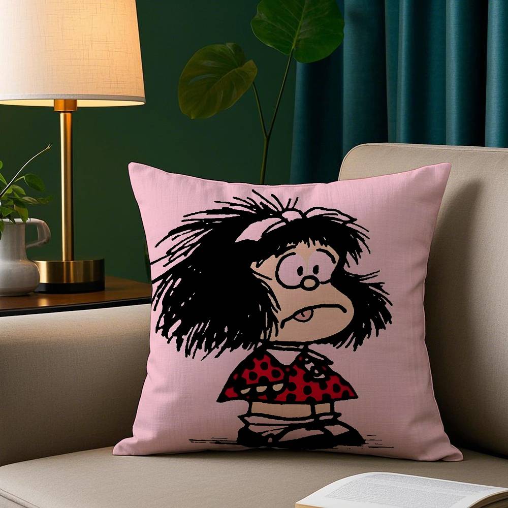 Cartoon M-Mafaldas Pillow Case Short Plush Print Cushion Cover Square Throw Pillow Covers Sofa Home Decor