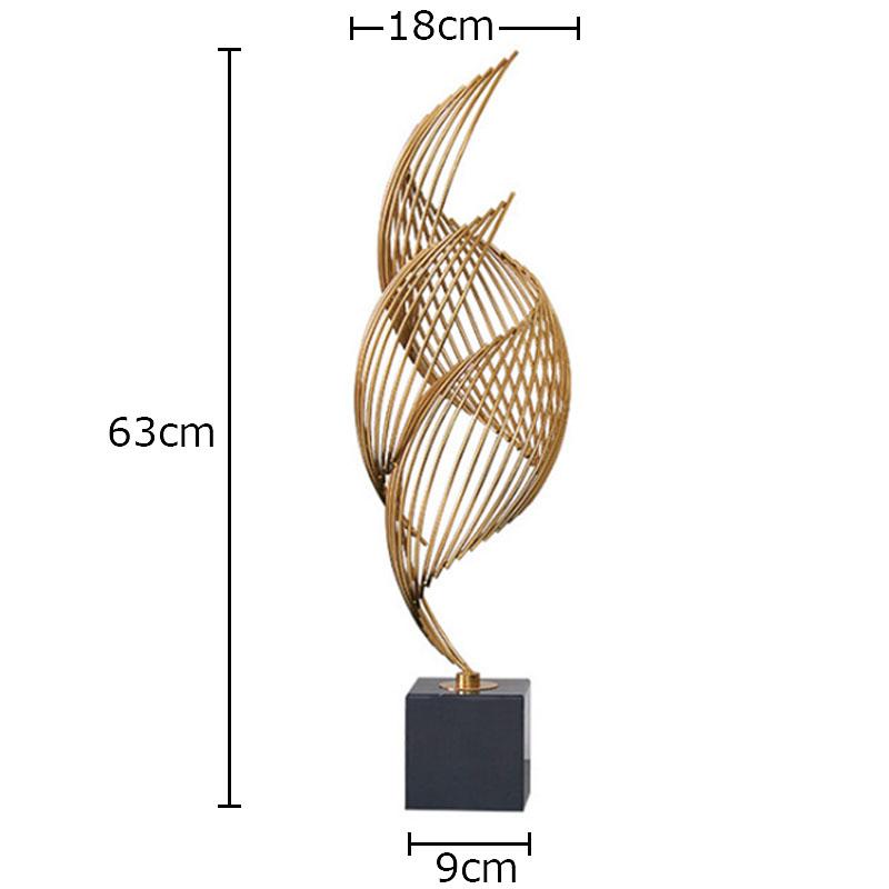 Ribbon Fluttering Statue Abstract Geometric Handicrafts Desk Decoration Creative Golden Ribbon Ornaments Room Aesthetic Decor