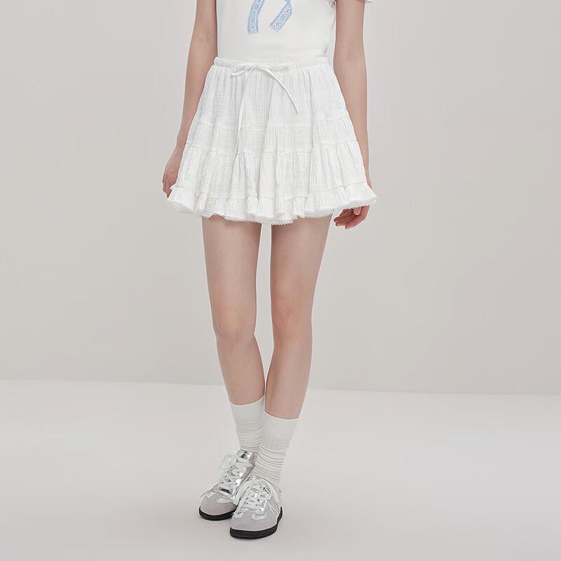 Sweet A-Line Ruffle Mini Skirt L