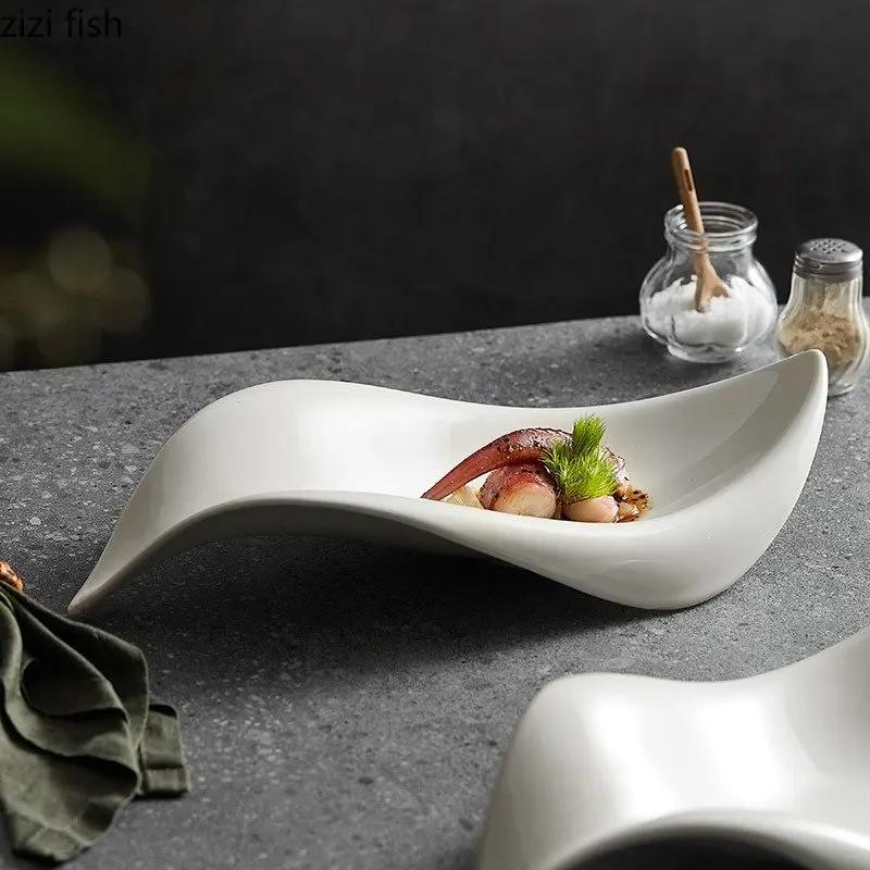 Farfurie ceramică, farfurie de servire neregulată, farfurie pentru salată, gustare, desert, farfurie, sashimi, farfurii de culoare solidă, veselă