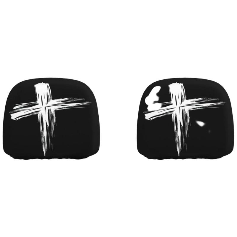 Comfortable Car Headrest Cover Halloween Skull Print Universal Automotive Accessories Removable Headrest Protector Cover