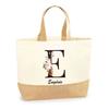 Cabas en jute - PLANETEE - Eugénie - Lettre Fleur - jute naturel - Fabriqué en France