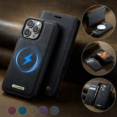 Wireless Charging Flip Leather Wallet Card Slot Phone Case for iPhone 17 Air 16E 16 Pro Max 15 Plus 14 13 12 11 Shockproof Purse Holder Back Cover Bag