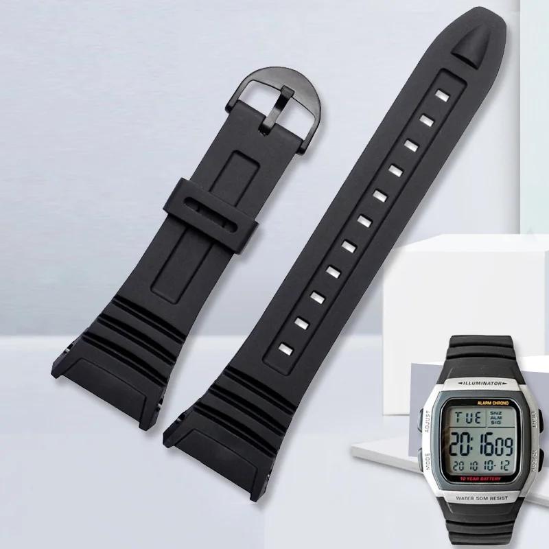waterproof watch band For Casio 3239 W-96H-1A 2A 9A special silicone strap electronic watch chain accessories black 18mm