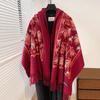 Winter Warm Cashmere Scarf for Women Floral Embroidery Pashmina Blanket Thick Shawl Wrap Neckerchief Elegant Poncho Bufanda