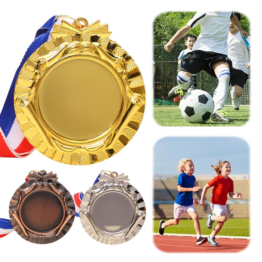 6.5cm Gold/Silver/Bronze Medal Class Rewards with Neck Ribbon Competition Awards Metal Winner Medals for Competitions Party Race
