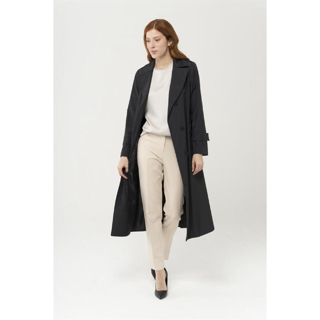 Zippered Pocket Epaulette Detailed Trench Coat Brown 4283