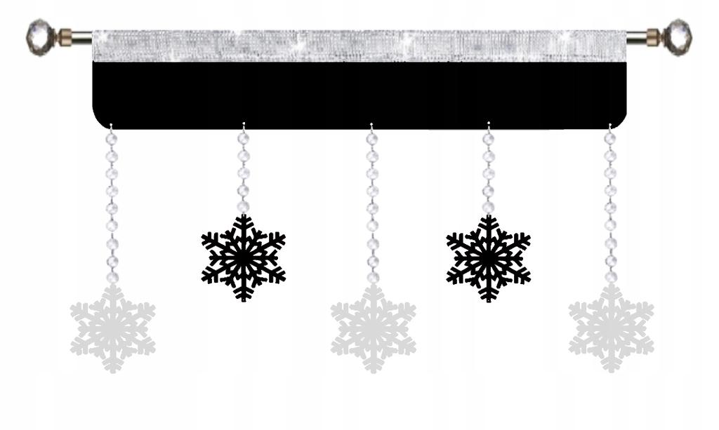 Christmas curtain Lambrequin SNOWFLAKES glamorous Christmas Winter 90 red