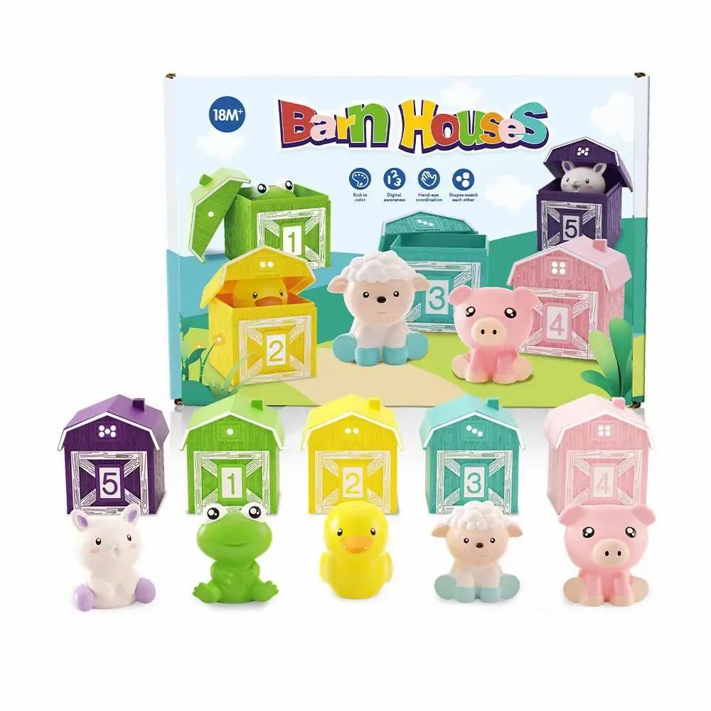 Giocattoli Fattoria Animali Abbinamento Casa Montessori Per Bambini Piccoli Burattini Dita Arcobaleno Riconoscimento Numeri Ordinamento Colori Giochi di Abbinamento