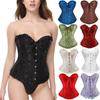 Top Corset Bodycon din Satin Jacard cu Șireturi Încrucișate și Baleine pentru Femei