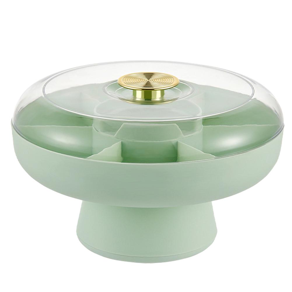 Вращающаяся на 360° тарелка для сухофруктов Пылезащитная Разделенная сервировочная тарелка Блюдо Многофункциональное Бытовое для вечеринки Свадьбы Развлечения with lid зелёный