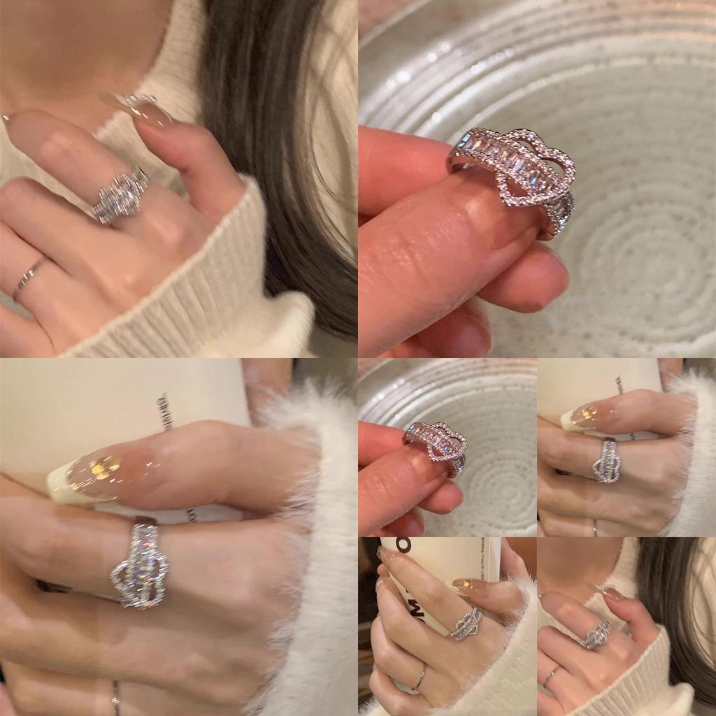 Elegant Adjustable Heart Shaped Zirconia Ring For Women Fashionable Fine Jewelry