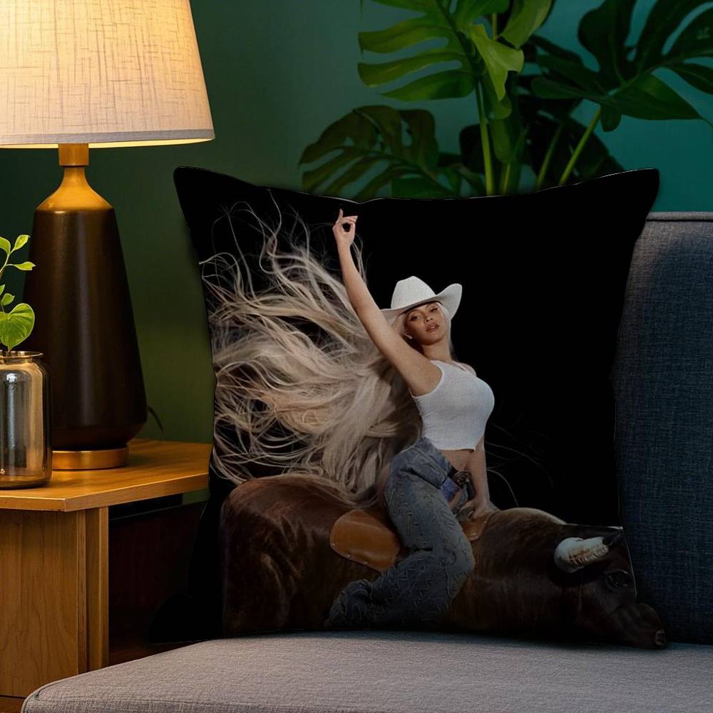 Singer BBeyonce Cowboy Pillow Case Plush Fabric Soft Double Sided Print Sofa Cushion Cover Throw Pillow Covers