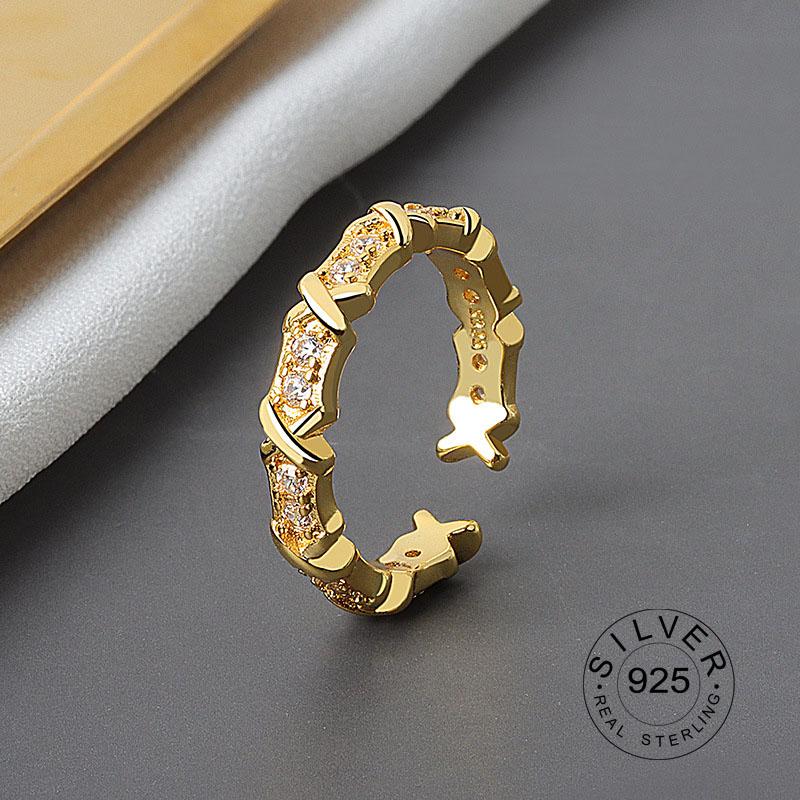 Real 925 Silver Rings For Women Vintage Zircon Open Round Engagement Rings Silver 925 Jewelry Anillos Mujer