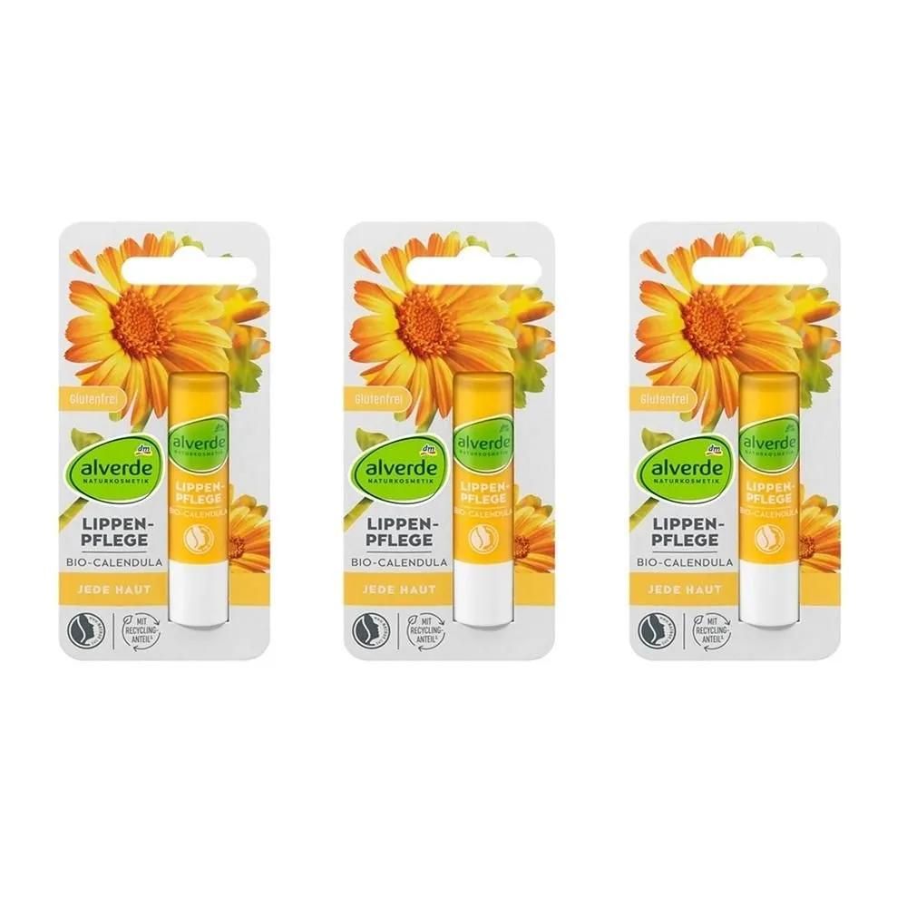 Alverde Calendula Lip Balm 4.8g 3 Packs alverde NATURAL COSMETICS Calendula lip balm, 4.8 g