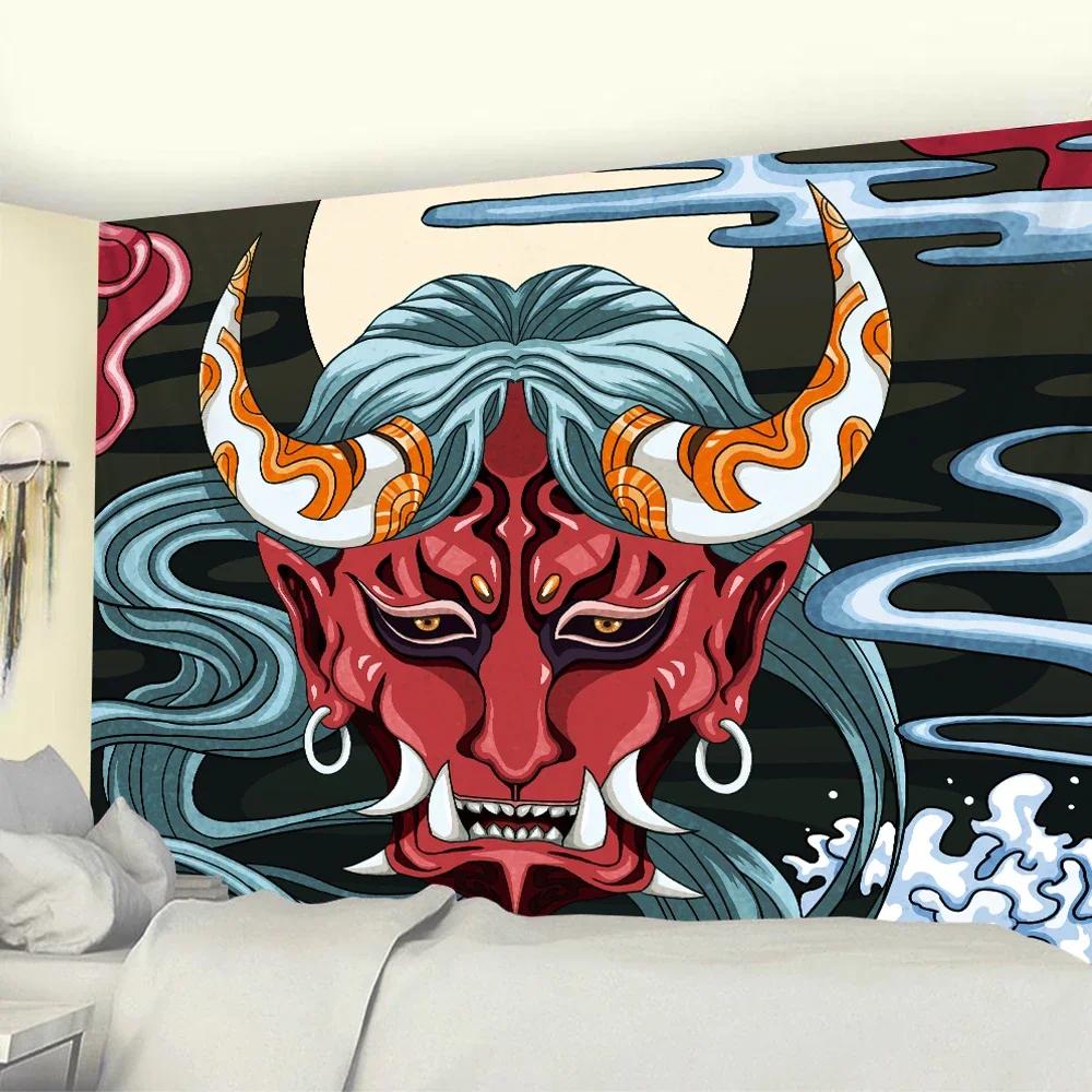 Devil Psychedelic Scene Tapestry Mandala Home Decor Art Tapestry Hippie Boho Tarot Pretty Room Wall Decor