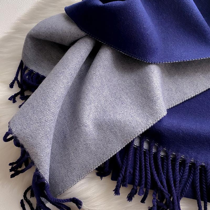 Weicher doppelseitiger Kaschmir-Imitat-Schal und Stola für Damen, Koreanischer Stil, schlicht, verdickt, Herbst- und Winterschal
