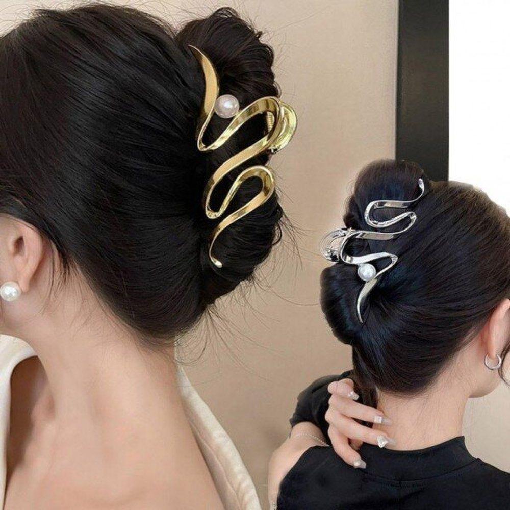 

Mno wave pretty shape pearl point gold silver hair clip hair pin hair pin ribbon hair clip pin Silver