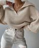 2026 European & American Loose Lantern Sleeve Open Neck Women's Autumn/Winter Pullover Sweater