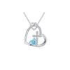 Love Cross Pendant Heart-Shaped Birthstone Necklace Popular Love Cross